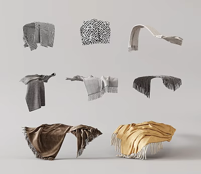 Various Bed Runner Styles With Fringe Accents And Diverse Textures For Bedroom Decor 3d model