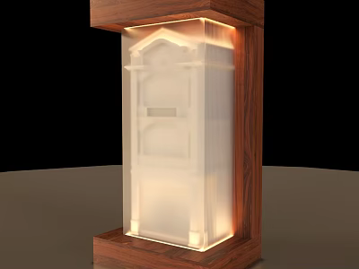 Elegant Modern Illuminated Column With Wooden Frame And Transparent Panel 3d model