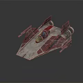 Futuristic Scifi Combat Starfighter With Red White Accents And Twin Cannons Detailed Design