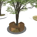 Modern Tree Planter Designs With Geometric Metal Frames And Stone Paving 3d model
