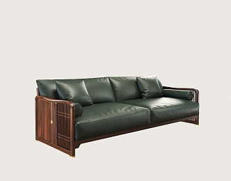 Solid Wood Sofa Chinese Style Sofa Light Luxury Sofa Middle Ancient Sofa Three-Seat Sofa Two-Seat Sofa 3d model