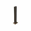 Modern Stylish Floor Lamp With Wooden Panel And Black Metal Frame For Living Room Interior