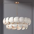 Elegant Modern Chandelier Interior Design With White Petal Shades And Gold Metal Frame