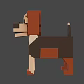 3D Pixel Art Dog Model With Blocky Design And Colorful Details