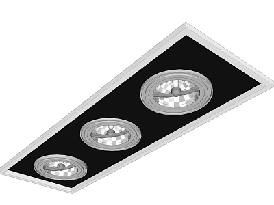 Modern Recessed Ceiling Downlights Spotlights with Rectangular Frame and Three Lamps 3d model