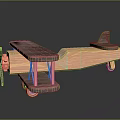Wooden Electric Toy Biplane With Spinning Propeller And Movable Wheels For Kids Play