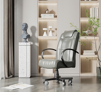 Modern Office Chair Leather Pulley Office Chair 3d model