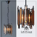 Elegant Modern Chandelier With Geometric Metal Frame And Glass Panels For Contemporary Interior Decoration