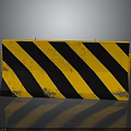 Yellow And Black Striped Traffic Barrier On Gray Surface With Reflection