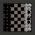Black And Red Checkered Chessboard With Black And White Decorative Pieces