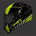 Shoei Yellow Black Full Face Sporty Racing Helmet With Graphic Pattern And Glossy Finish