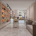 Luxury Boutique Interior With Glass Display Cases Designer Bags And Marble Floor