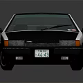 Vintage Blue And White Car With Retro Design Rectangular Headlights And Front License Plate