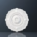 Ornate White Carved Ceiling Medallion With Intricate Floral Patterns And Circular Design