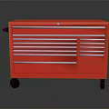 Red Mobile Tool Cart With Multiple Metal Drawers And Rolling Wheels For Storage 3d model