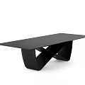Modern Black Dining Table With Cross Shaped Base And Sleek Surface Design 3d model