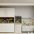 Indoor Fish Tank Aquarium Setup With Colorful Fish Aquatic Plants And Decorative Cabinet