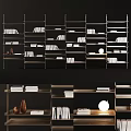 Modern Bookshelf Design With Multiple Shelves Books Decorative Vases And Table Lamp