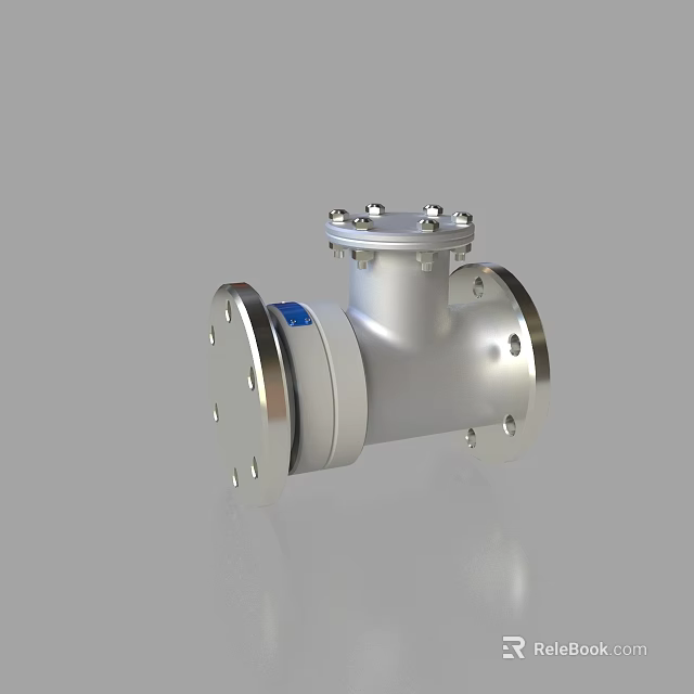 Industrial Metal Pipe Fitting With Flange Connections And Bolted Cover 3d model 