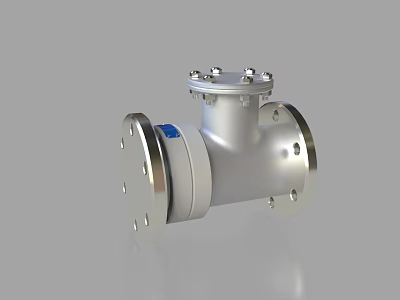 Industrial Metal Pipe Fitting With Flange Connections And Bolted Cover 3d model