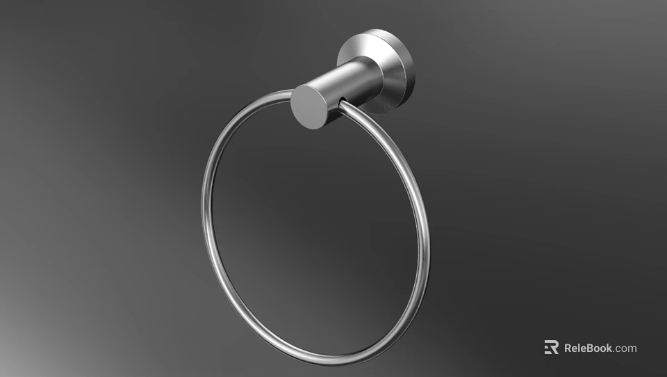 Sleek Modern Stainless Steel Towel Ring With Circular Design Wall Mounted Bathroom Accessory 3d model 