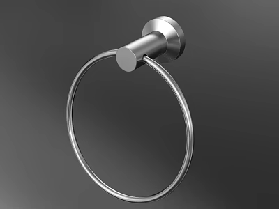 Sleek Modern Stainless Steel Towel Ring With Circular Design Wall Mounted Bathroom Accessory 3d model