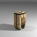 Tan and Black Mechanical Weapon with Robotic Legs and Tactical Cannon Design