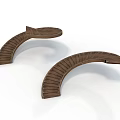 Two Wooden Curved Decorative Household Items With Smooth Surface And Simple Design 3d model
