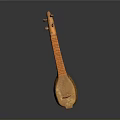 Traditional Orange Wooden Lute Shaped Decorative Home Living Accessory Piece