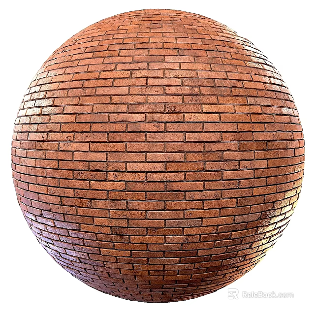 Red Brick Spherical Construction Element With Textured Surface And Design Details 3d model
