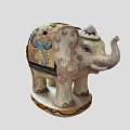 Detailed Elephant Shaped Building Blocks With Vibrant Decorations And Circular Base