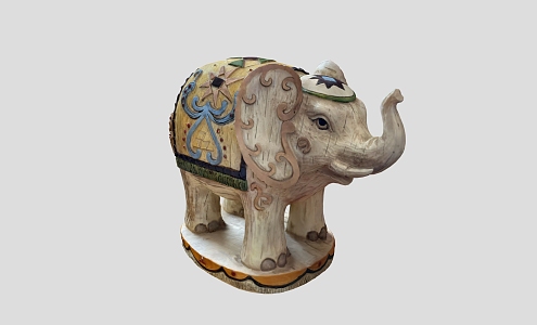 wooden elephant toy chess 3d model