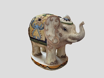 wooden elephant toy chess 3d model