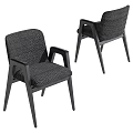 Modern Fabric Dining Chairs With Gray Upholstered Seats And Black Wooden Frames
