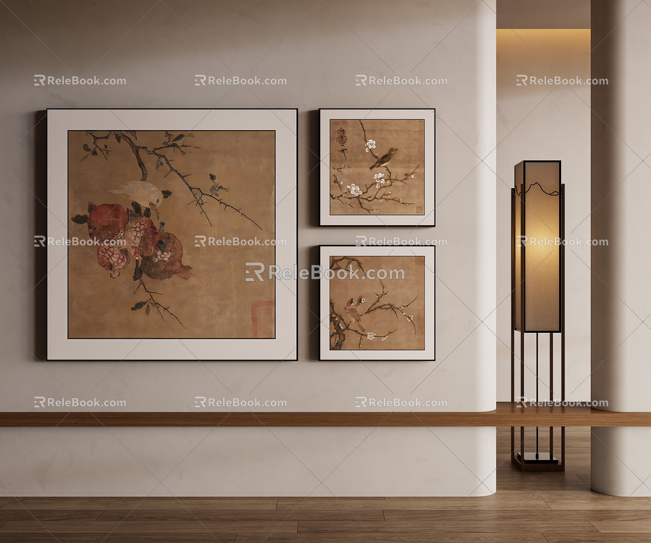 Chinese Middle Ancient Decorative Painting 3d model