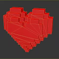 Red Heart Shaped Building Blocks Composed Of 3D Cubes With Reflective Surface 3d model