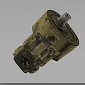 Old Yellow Industrial Mechanical Part With Worn Metal Structure And Holes