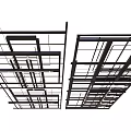 Contemporary Ceiling Design With Black Metal Frame Grid And Interlaced Structure 3d model