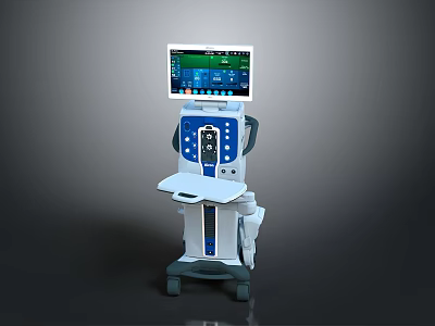 Mobile Medical Monitoring Equipment With Large Display Screen And Control Panel 3d model