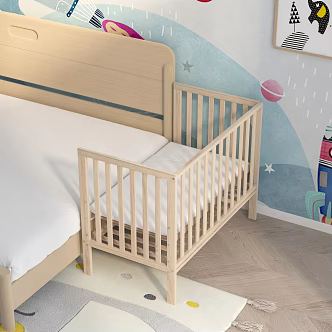 Modern Crib Solid Wood Crib 3d model
