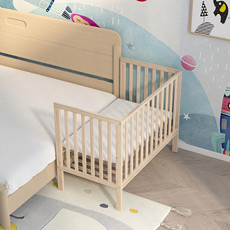 Modern Crib Solid Wood Crib 3d model