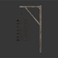 Vintage Style Hanging Iron Cage With Rustic Wooden Support Pole Structure