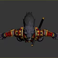 Wolf Samurai 3D Character Model With Red Yellow Armor Standing Pose Design