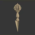 Golden Sculpture Carving With Intricate Top Design And Pointed Base Structure