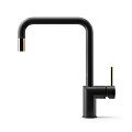 Modern Black Faucet with Gold Accents and Sleek Single Handle Design for Contemporary Kitchens