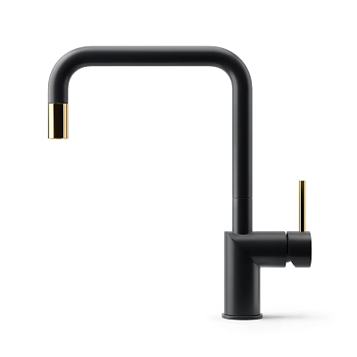 Modern Black Faucet with Gold Accents and Sleek Single Handle Design for Contemporary Kitchens 3d model