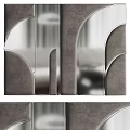 Modern Wall Decor With Curved Fabric And Mirror Elements 3d model