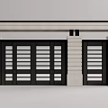 Modern Black Entrance Gate Design With Stone Pillars And Glass Panels