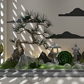 Courtyard landscape garden sketch 3d model