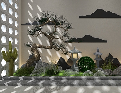 Courtyard landscape garden sketch 3d model